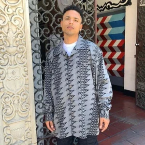 Men's Pelle Pelle Grey | Black Button Down Shirt NWT - Picture 1 of 5