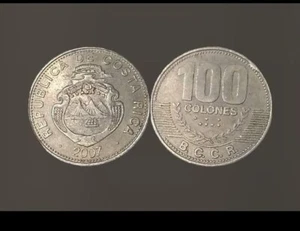 Costa Rica 2007 100 COLONES Coin with Toned-Lustre & Coat of Arms - Foto 1 di 1