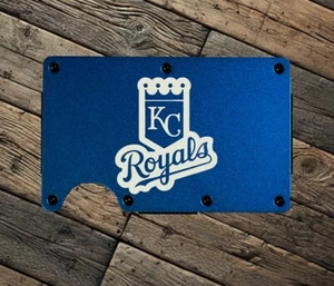 Kansas City KC Royals Thin Metal RFID Blocking Slim Wallet Laser Engraved - Picture 1 of 7