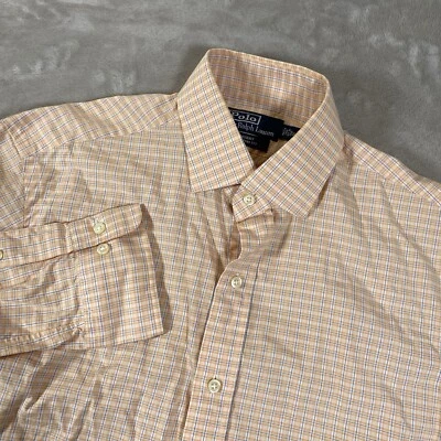 Camisa Ralph Lauren Para Hombres Regent Ajuste Personalizado Naranja Algodón a Cuadros 16 34/35 De Colección Foto 1 de 4
