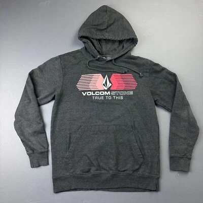 Volcom Hoodie Men’s Small Gray Pullover Graphic Logo Fleece Sweatshirt Skate - Image 1 of 4