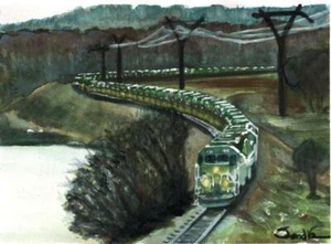 John Deere Tractors :  Signed Limited Edition Art Print : Sandra Watercolors™ - Picture 1 of 1