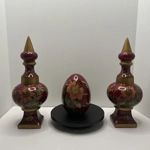 Raymond Waites for Toyo Trading Red Gold Patterned Obelisk Decorative Home Decor - Picture 1 of 16