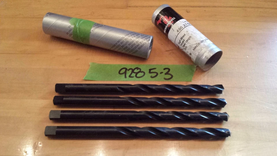 Lot of 4 Taper Length Tanged HS Drill USA (928-5-3) - Image 1 of 1