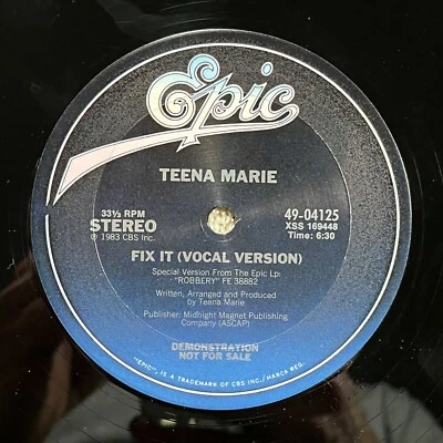 TEENA MARIE Fix It 1983 Promo Vinyl Maxi-Single Epic 49-04125 - VG+ - Image 1 of 4