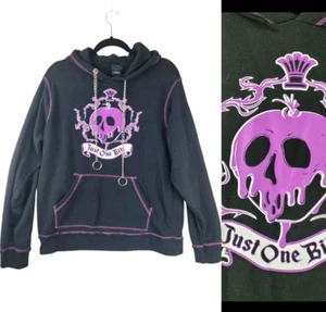 Disney Snow White Villains One Bite Hoodie Girls L Black Pink Skull Goth Grunge - Picture 1 of 24