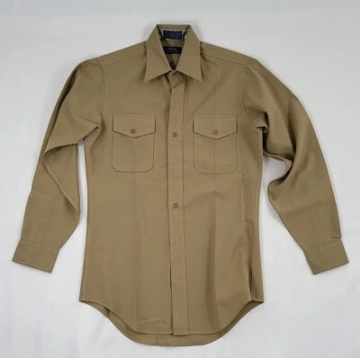 Marine Corps USMC Khaki Dress Shirt Long Sleeve 14 1/2" x 34" Cotton Wool Blend - Image 1 of 4