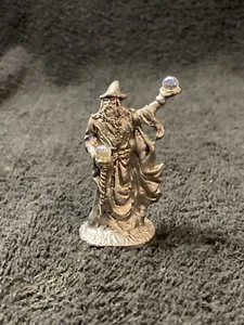 Vintage Pewter Leopold 3.75” Wizard With Crystal Fireballs 1988 - Picture 1 of 11