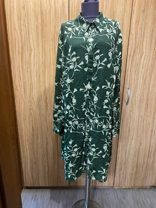 ANNA SCHOLZ HEMDBLUSENKLEID MEHRFARBIG SEIDE GEBLÜMT GEKNÖPFT - UK 18 - Bild 1 von 12