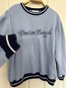 Supre Venice Beach California Oversized Crew Neck Jumper Sweatshirt Blue Size XS - Picture 1 of 13