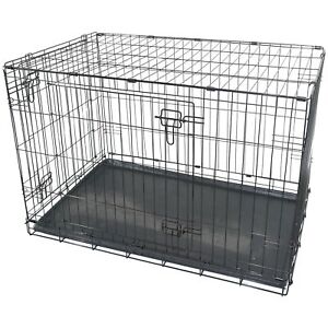 Dog Cage Puppy Pet Animal Metal 2 Door Flat Folding Travel Carrier 24" 30" 36"
