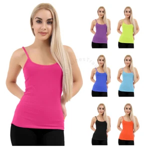 Neu Damen lässig Neon Trägertop dehnbar Racerback Tops Kostüm Größe 8-16 - Bild 1 von 9