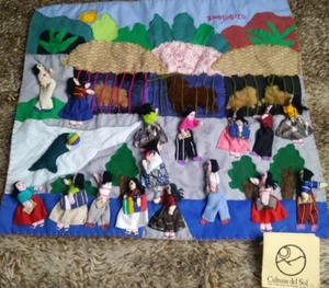 PERUANISCHE handgefertigte Applikation Wandbild weiche Skulpturen Volkskunst Wandteppich Zoo-NEU - Bild 1 von 10