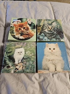 Lot Of 4 Vintage Springbok Cat Puzzles Fluff, Wanna Play, Cat, Purr-fect 70 Pc - Picture 1 of 15