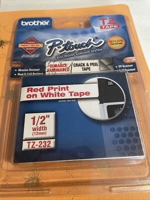 Nuevo en Paquete - TZ-232 - Brother - Cinta P-touch TZ - Rojo sobre Blanco Impresión 1/2" Ancho 12 MM Foto 1 de 3