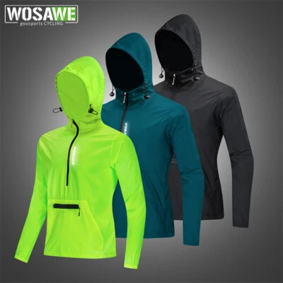 WOSAWE Men Cycling Windproof Hoodies Jacket MTB Bike Water Repellent Activewear - Image 1 of 4