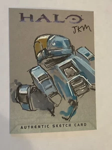 Halo Trading Card 2007 Topps Authentic Myler Artist Sketch JKM RARE 1/1 Spartan - Picture 1 of 3