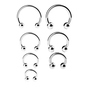 Horseshoe Bar Circular Barbell - Lip Nose Septum Ear Ring Steel - Picture 1 of 6