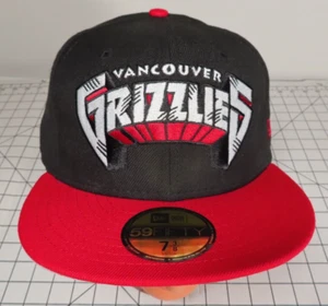 Vancouver Grizzlies New Era Hat Cap Fitted 7 3/8 Black Red Hardwood - Brand New - Picture 1 of 9