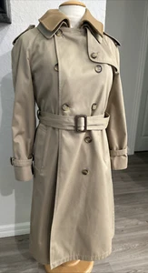 Evan Picone Trench Coat Classic Vintage Tan Khaki Double Breasted Women's - Picture 1 of 24