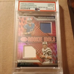23 Panini Illusions Rookie Idols Dual Mem #RM-HN Joe Namath Hendon Hooker MEM RC - Bild 1 von 4
