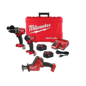 Milwaukee Hammer Drill + Impact Driver Kit 18V Li-Ion Brushless w/ HACKZALL - Picture 1 of 12