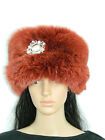 Nwt Designer Dyed Red Paprica Fox Fur Hat Bonnet Leather Sz.22'', 22.5'', 23''