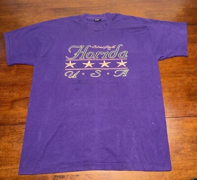 Vintage  Starfish Florida Purple T Shirt Size XL Distressed Retro Single Stitch - Image 1 of 4