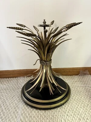 老式好莱坞摄政金镀金小麦口音桌底座无玻璃 — 第 1/4 张图片