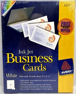 Avery Business Cards for Inkjet Printers 8471 - Matte White Box of 1000 - Sealed - Picture 1 of 3