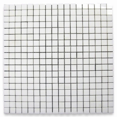 T22XP White Thassos Marble Square Grid Mosaic Tile 5/8x5/8 Polished - Image 1 of 4