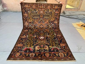 Vintage Afghan Tribal Rug 4'1x6'8 Hand-Knotted Wool Oriental Carpet Kitchen Rug - Picture 1 of 12