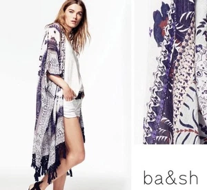 Ba&sh Ricardo Kimono Festival Purple Fringed Cover Up Size Small-medium US 6-8 - Picture 1 of 9
