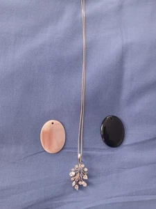 QVC DIAMONIQUE STERLING SILVER CHAIN AND LARGE PENDANT - INTERCHANGEABLE - Picture 1 of 18