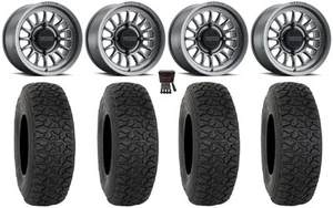 Method 411 15" Wheels Titanium (5+2) 33" DX440 Tires Can-Am Maverick X3 - Picture 1 of 4