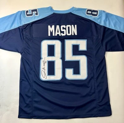 Derrick Mason Autographed Tennessee Titans Blue Pro Style Jersey COA Beckett - Image 1 of 2