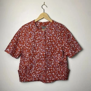 COS Women's Red Structured Short Sleeve Top with Zip - Size EU36 / S - VGC! - Picture 1 of 16