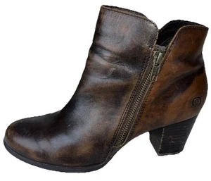 Born Damenstiefel 8,5 braun Leder klassisch Reißverschluss Blockabsatz Stiefelette Karriere - Bild 1 von 11