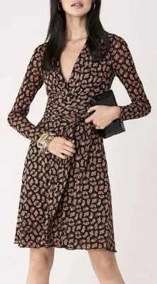 Vestido Diane Von Furstenberg Paisley Hasta la Rodilla M Mediano Transparente Nylon Cuello en V Foto 1 de 4