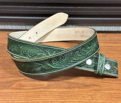 Cinturón Western genuino hecho a mano cuero de grano completo sin hebilla Foto 1 de 4
