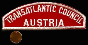 BOY SCOUT BSA TRANSATLANTIC BLACK EAGLE OA 482 CSP RED&WHITE STRIP PATCH AUSTRIA - Picture 1 of 4