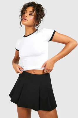 Boohoo Womens Size 6 White Premium Contrast Rib Cap Sleeve Top - Image 1 of 4