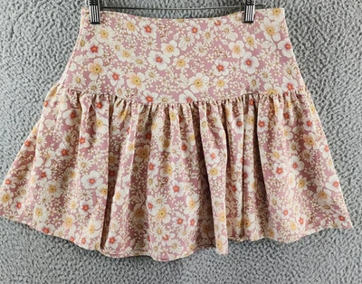 Aqua A 字迷你裙花卉荷叶边侧拉链闭合-玫瑰多色-中等 — 第 1/4 张图片