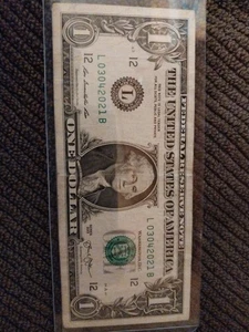 Billete de cumpleaños de $1 dólar L 03042021 B 4 de marzo de 2021*circulado* - Imagen 1 de 4