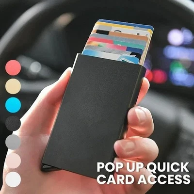 RFID Blocking Wallet Auto Pop up Credit Card Holder Aluminium Money Note Clip - Image 1 of 4