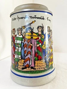 Vintage Dochtwerke German Stoneware Bierstein 0,5L Zinndeckel W. Germany - Bild 1 von 6