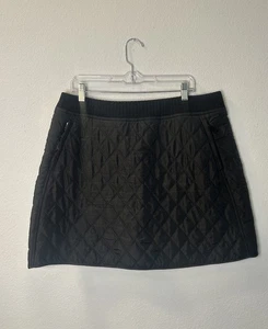 Prana Diva Black Quilted Sherpa Lined Skirt Women’s XL Snap Back Puffer - Picture 1 of 10