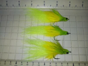 3 Each 1/0 chartreuse & yellow megalopsicle Florida tarpon fly. Gamakatsu Sl12S - Picture 1 of 3