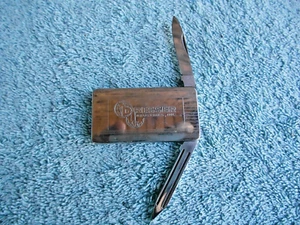 VINTAGE ITALY 2 BLADE POCKET KNIFE MONEY CLIP DRESSER INDUSTRIES ADVERTISING - Picture 1 of 22
