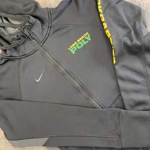 Nike Hoodie Women’s Black Long Beach Poly Long Sleeve Small Full Zip Track - Picture 1 of 2